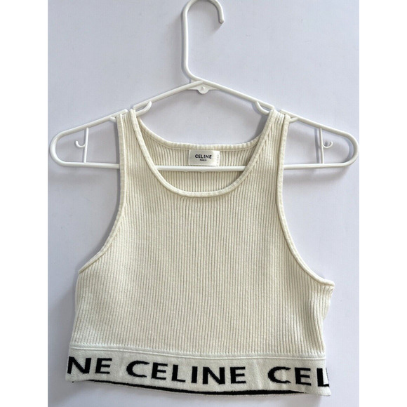Celine White and Black Crop Top - Picture 1 of 12